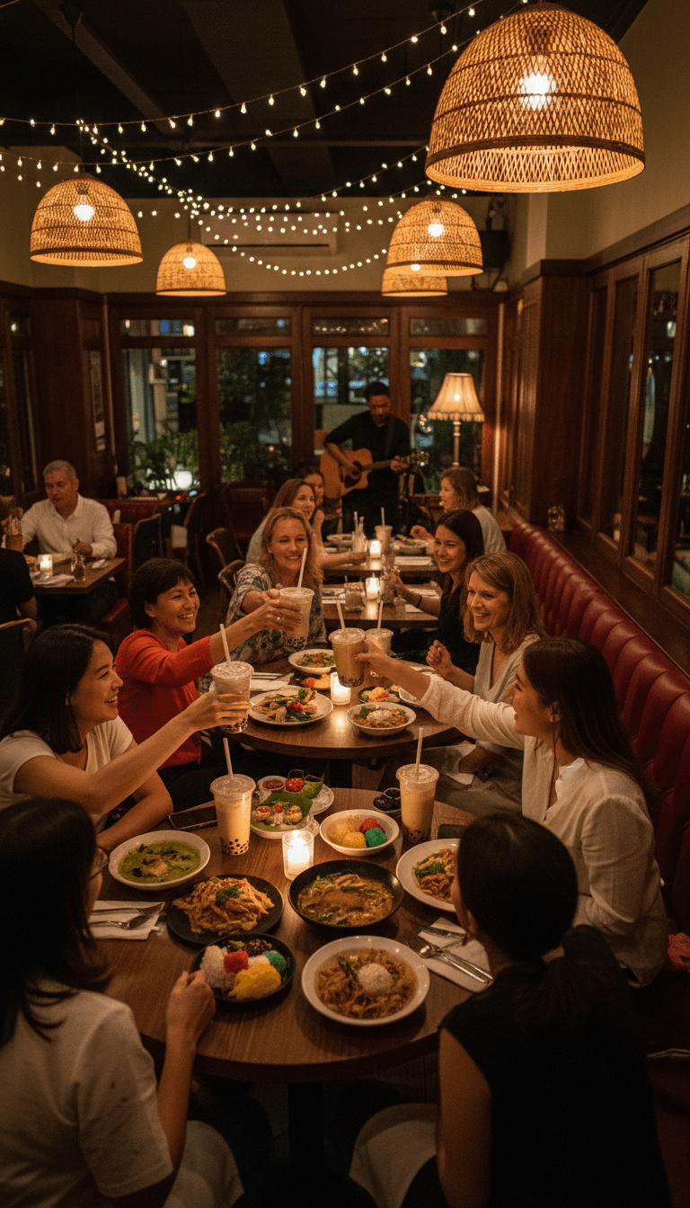 Full dining room during a live music night